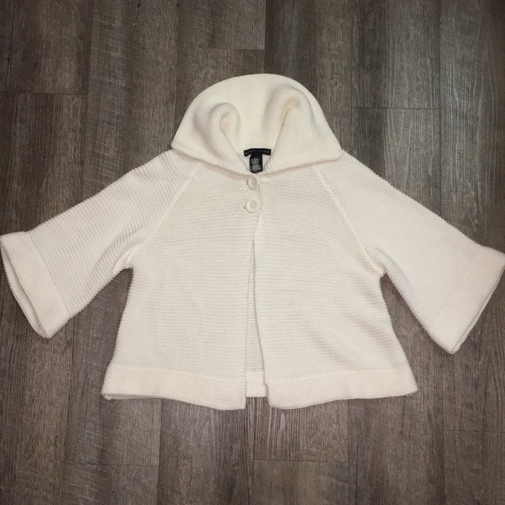 129. Apostrophe Ivory Knit Bell Sleeve Knit Double Button Sweater